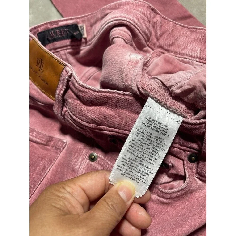 Ralph Lauren Straight Ankle Jean Women Size 2 Pink High Rise Slim